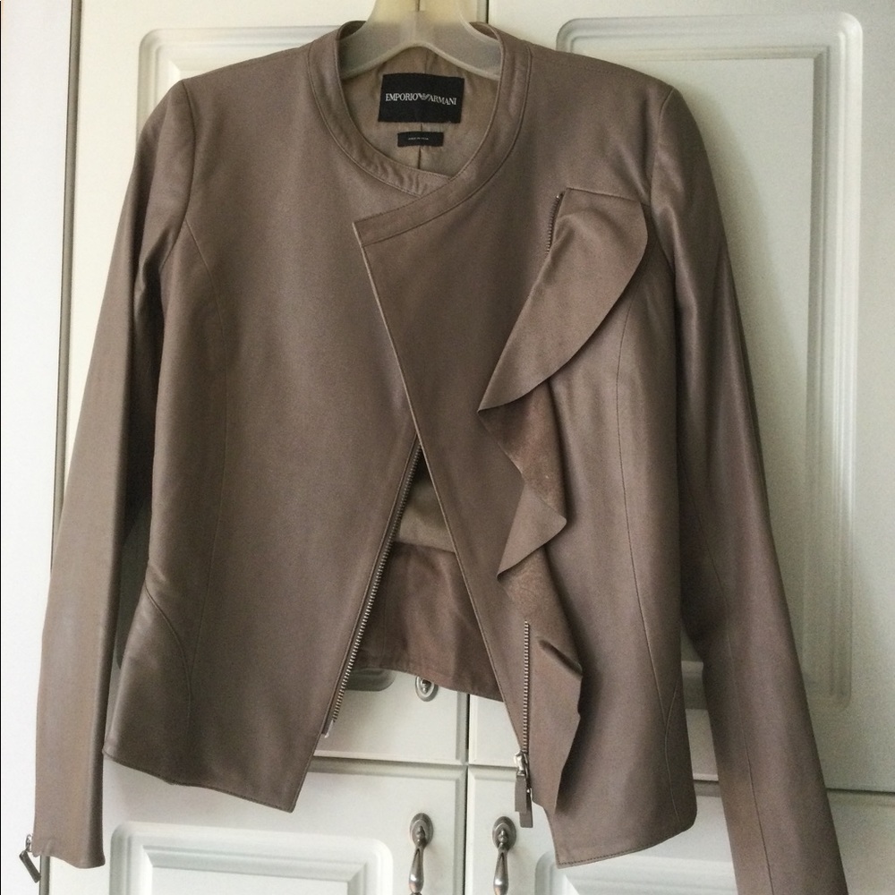 ARMANI Taupe Leather Jacket